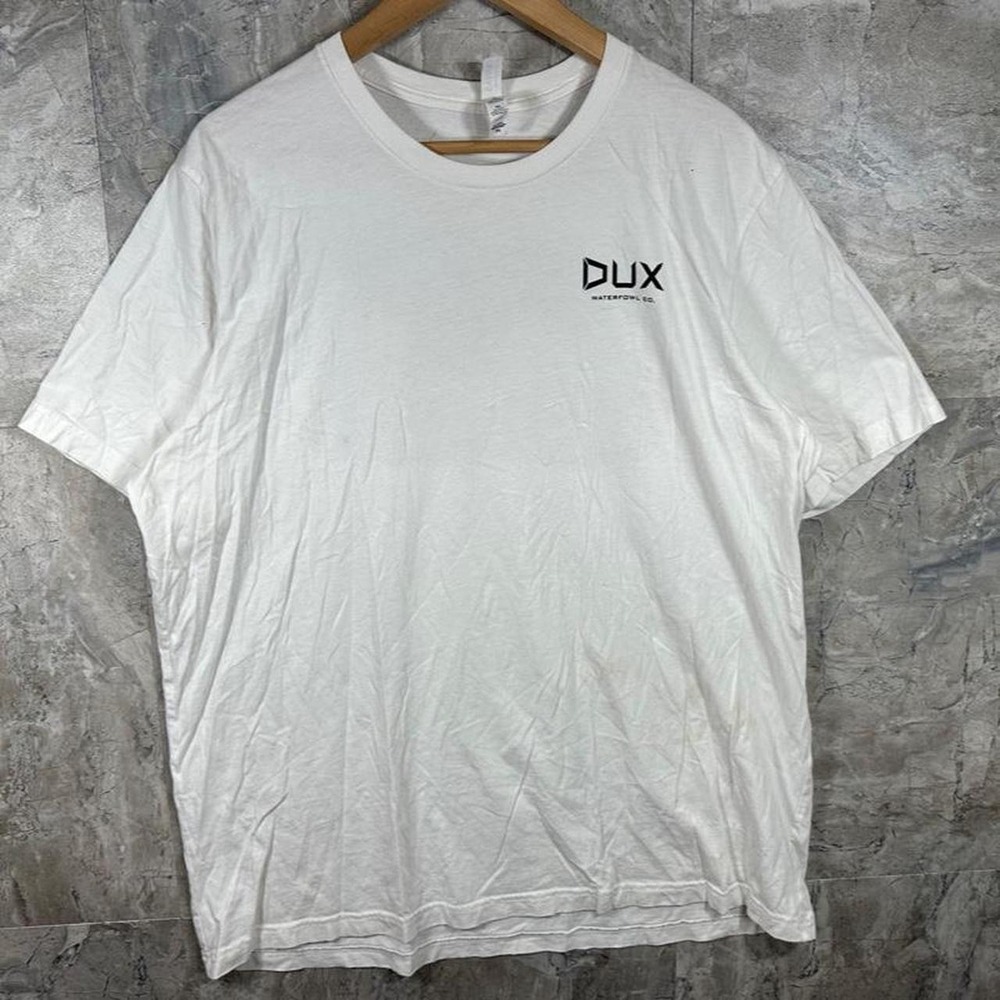 Dux white t-shirt with black 'DUX' with 'WATERFORD, SC' Duck 
Mens Size 2XL